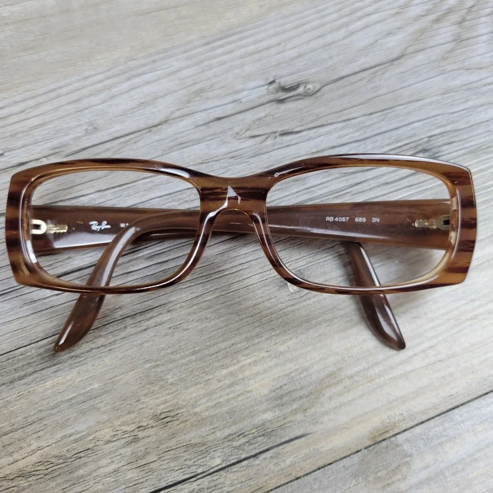 Ray-Ban Eyeglasses RB 4067 689 Brown Rectangular Frames‎ Only 52-16-145